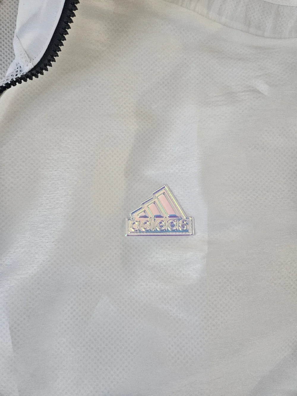 adidas White Hooded Windbreaker with White Mesh‎ Lining. #1362